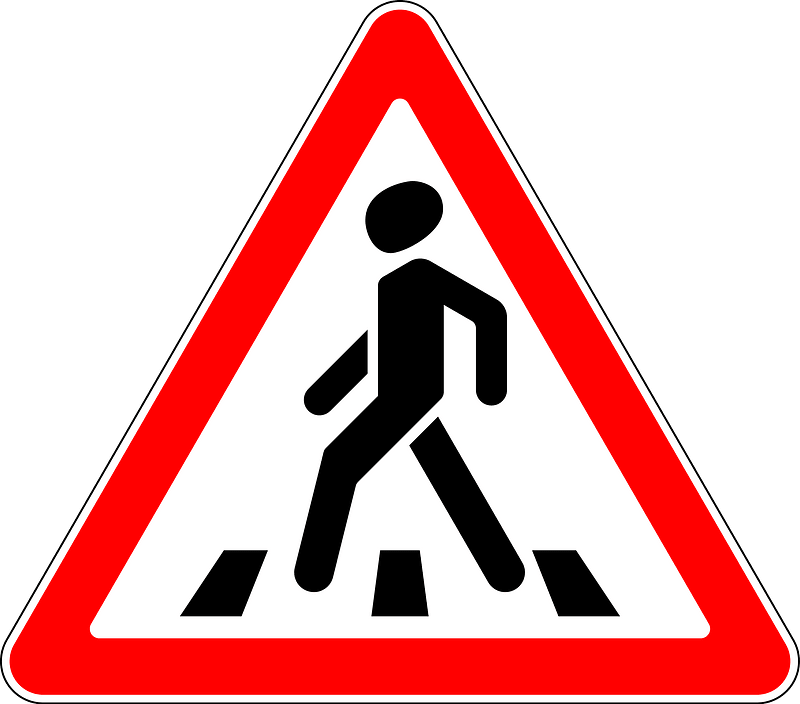 Pedestrian crossing ahead sign in Russia