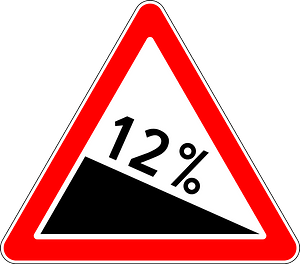 Steep descent sign in Russia