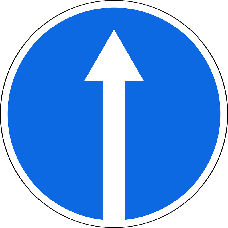 Straight ahead only sign in Russia