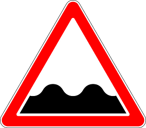 Uneven road ahead sign in Russia