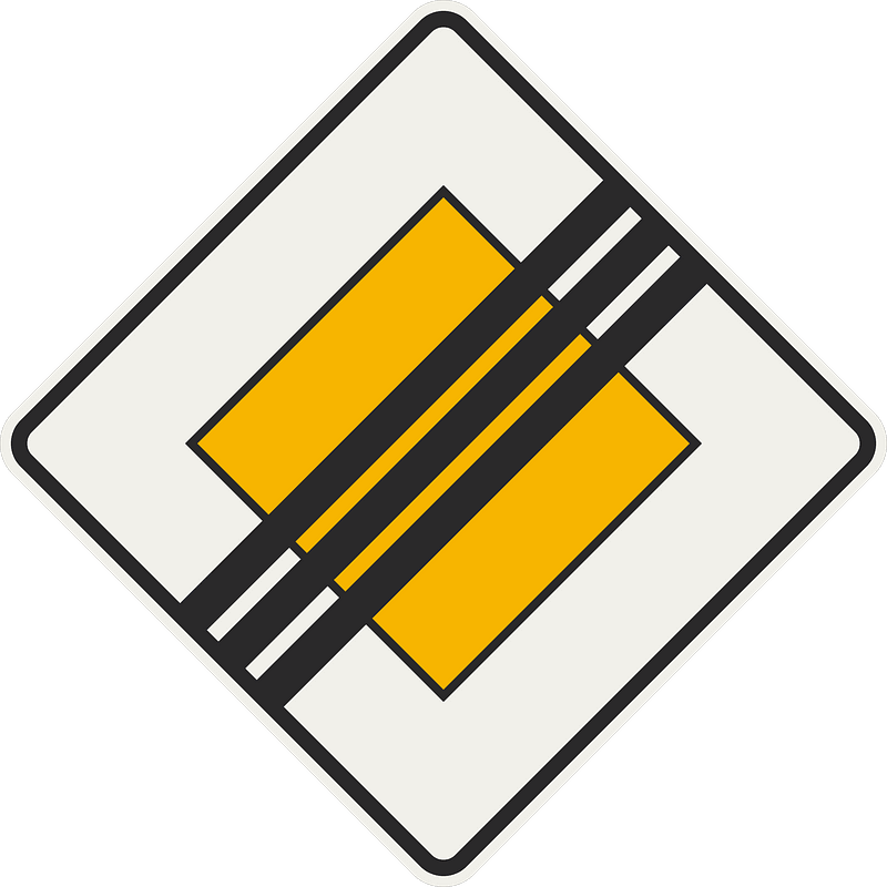End of priority road sign in Slovakia