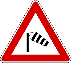 Dangerous crosswinds sign in Slovenia