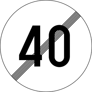 End of maximum speed limit sign in Slovenia