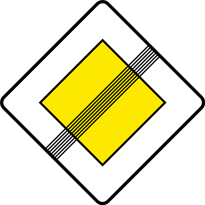 End of priority road sign in Slovenia