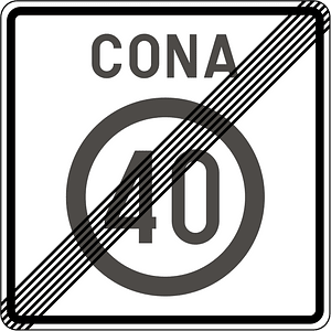 End of speed limit zone sign in Slovenia