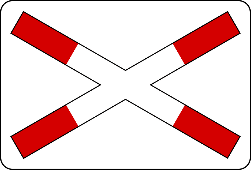 Level crossing (one track) sign in Slovenia