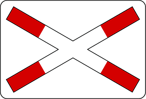 Level crossing (one track) sign in Slovenia