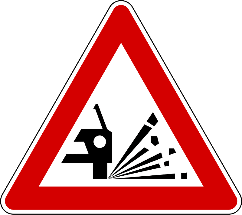 Loose road surface sign in Slovenia