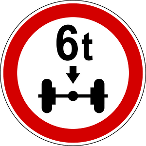 Maximum weight per axle sign in Slovenia