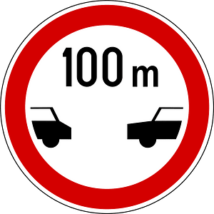 Minimum safe following distance between vehicles sign in Slovenia