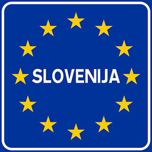 National border sign in Slovenia