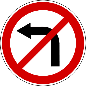 No left turn sign in Slovenia
