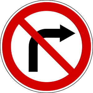 No right turn sign in Slovenia