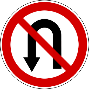 No U-turns sign in Slovenia
