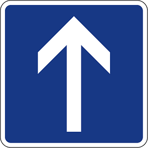 One-way street sign in Slovenia