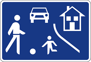 Residential area / living street sign in Slovenia