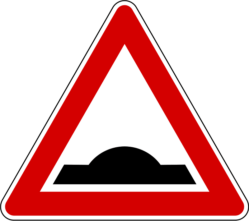 Road hump ahead sign in Slovenia