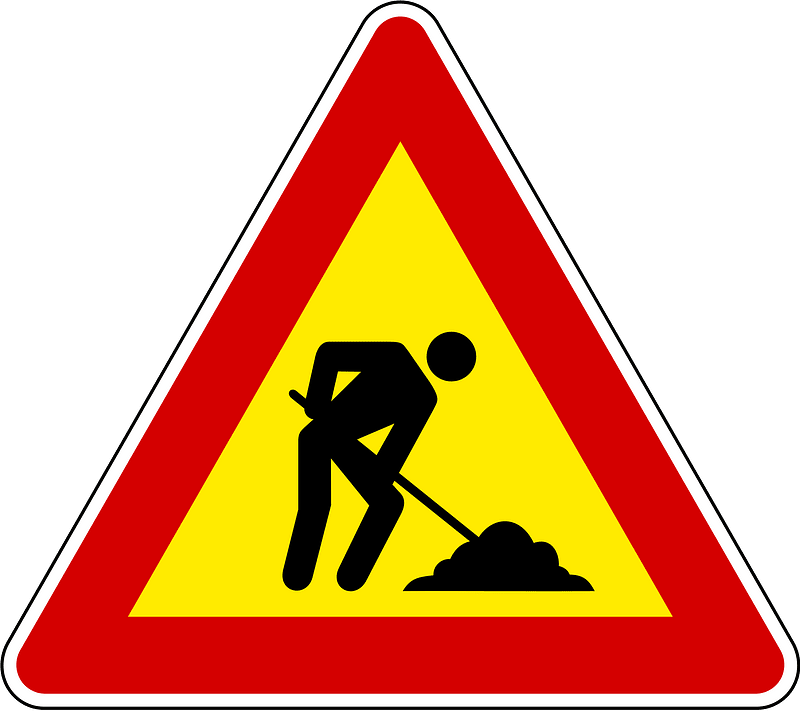 Roadworks ahead sign in Slovenia