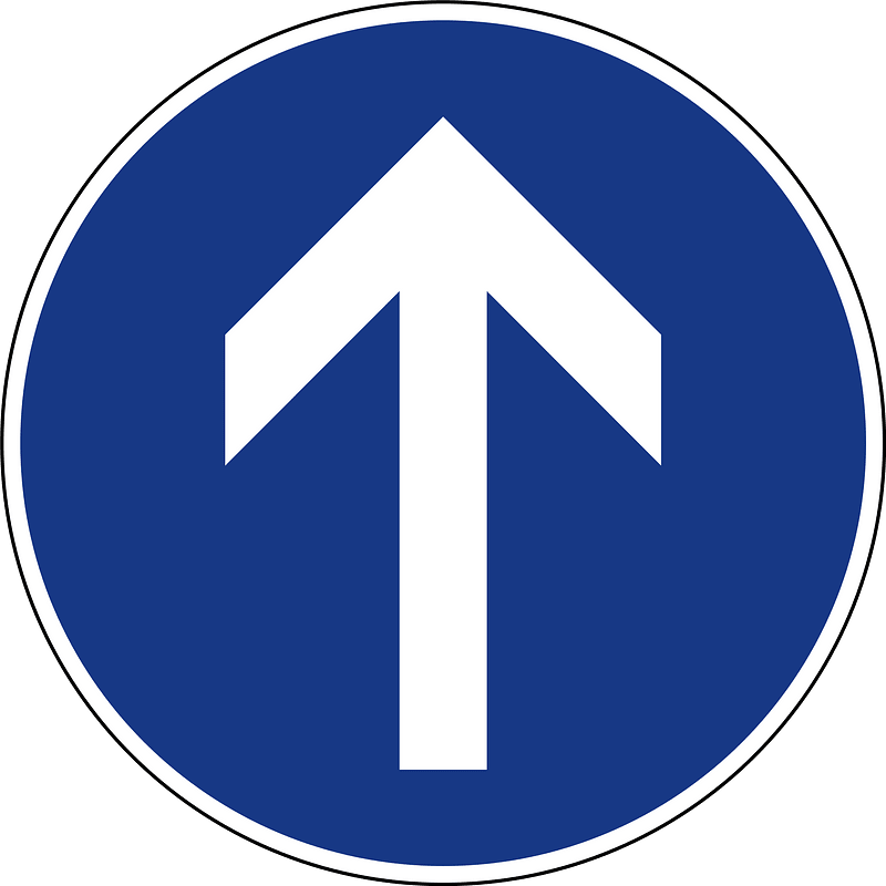 Straight ahead only sign in Slovenia