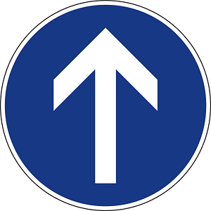 Straight ahead only sign in Slovenia