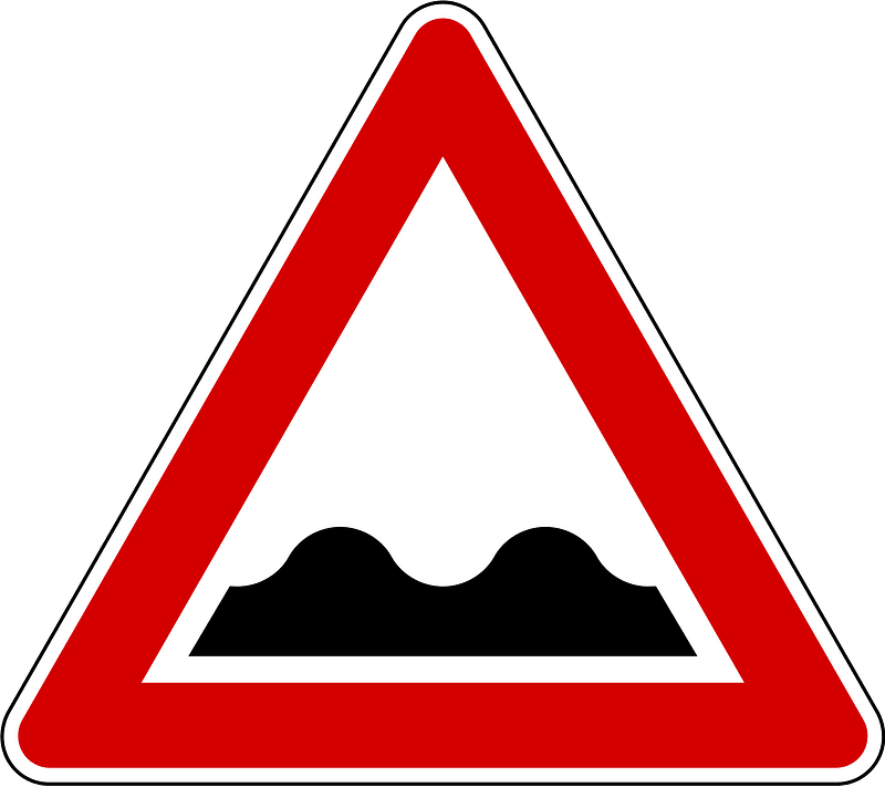 Uneven road ahead sign in Slovenia