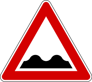 Uneven road ahead sign in Slovenia