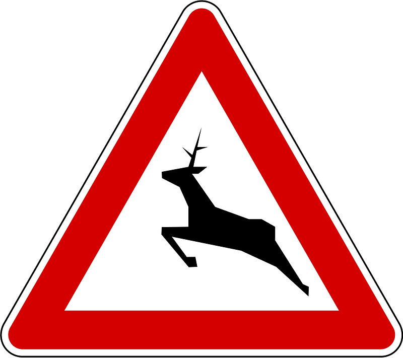 Wild animals sign in Slovenia