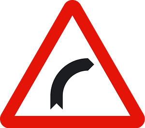 Bend ahead sign in Spain