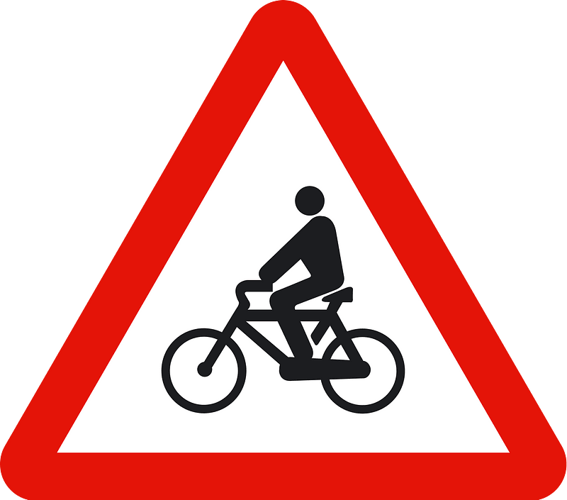 Cyclists ahead sign in Spain
