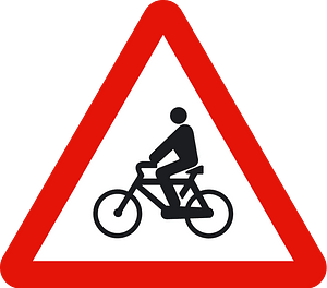 Cyclists ahead sign in Spain