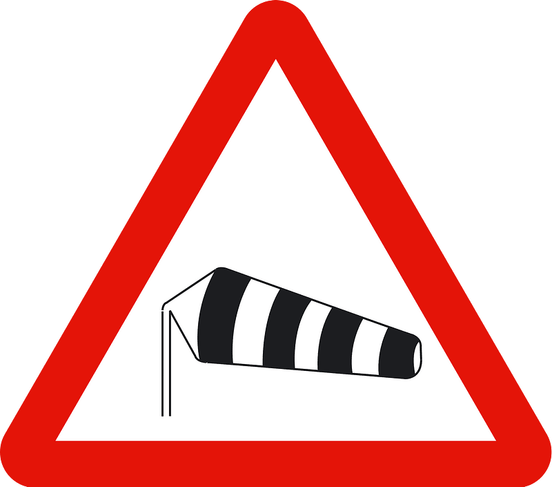 Dangerous crosswinds sign in Spain