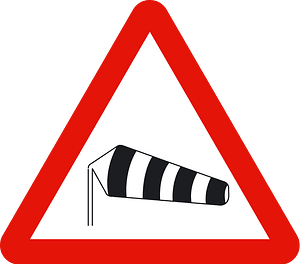Dangerous crosswinds sign in Spain