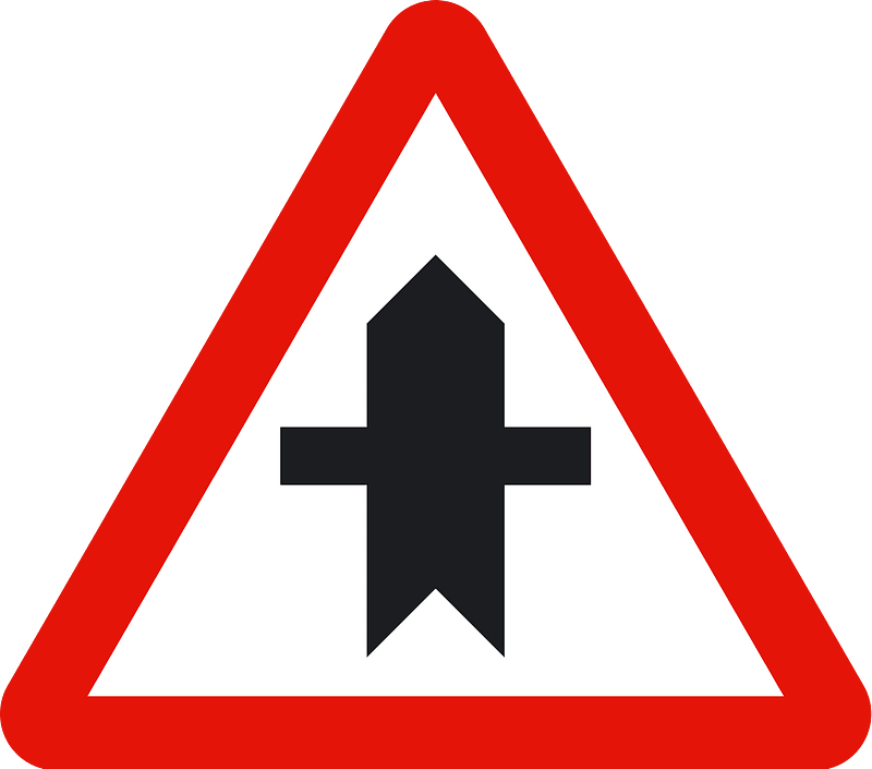 Crossroads with a minor road sign in Spain