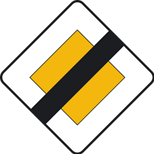 End of priority road sign in Spain