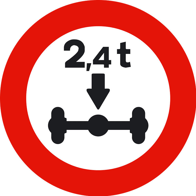 Maximum weight per axle sign in Spain