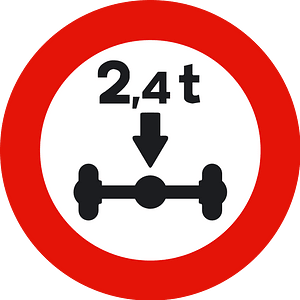 Maximum weight per axle sign in Spain