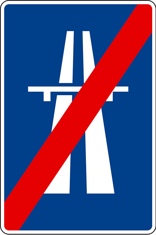 Motorway ends sign in Spain
