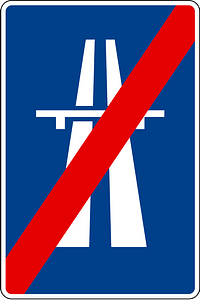 Motorway ends sign in Spain