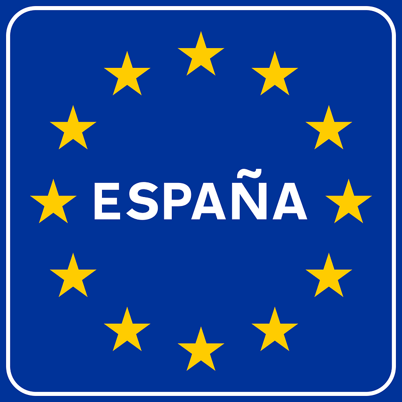 National border sign in Spain