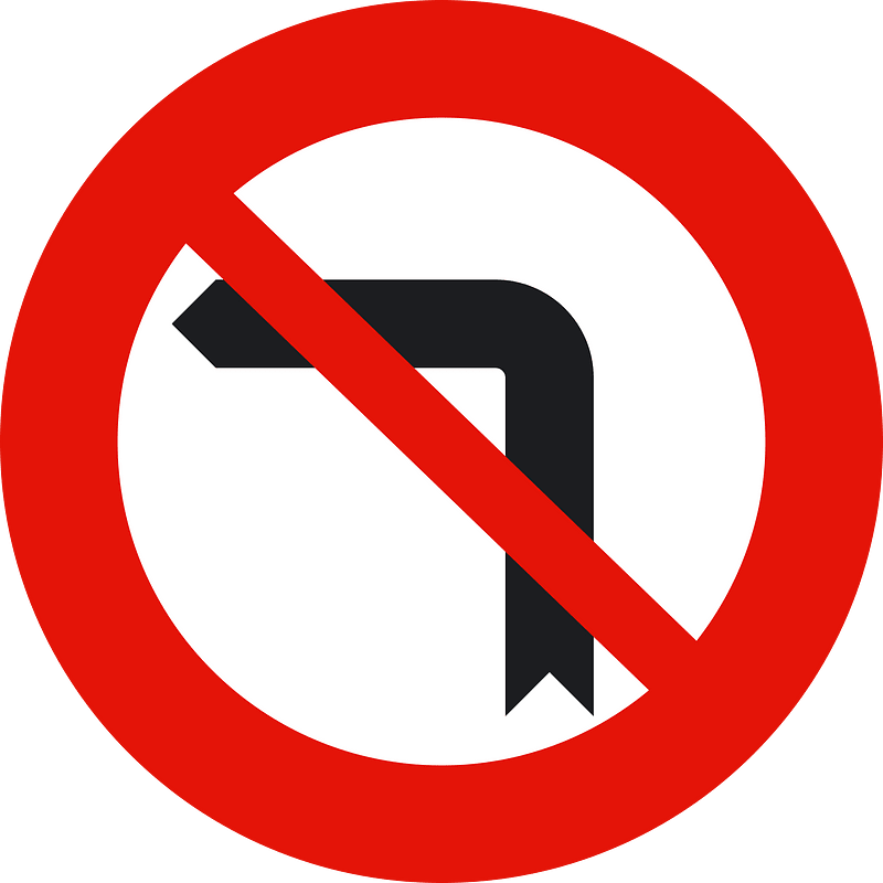 No left turn sign in Spain