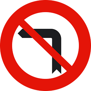 No left turn sign in Spain