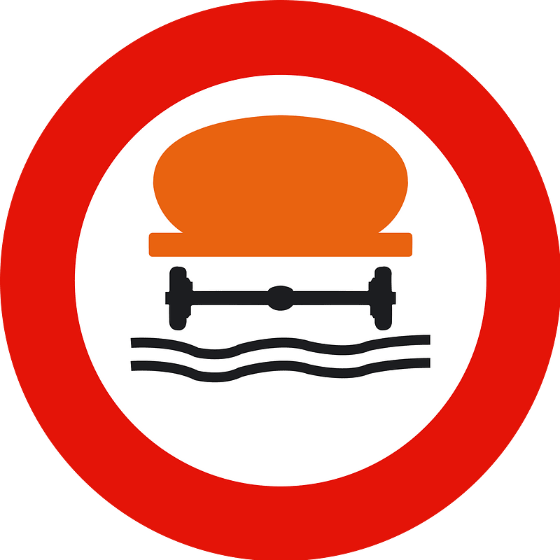 No vehicles carrying dangerous water pollutants sign in Spain