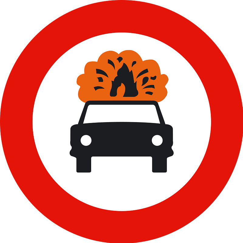 No vehicles carrying explosives sign in Spain