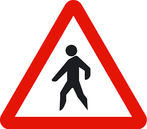 Pedestrian crossing ahead sign in Spain