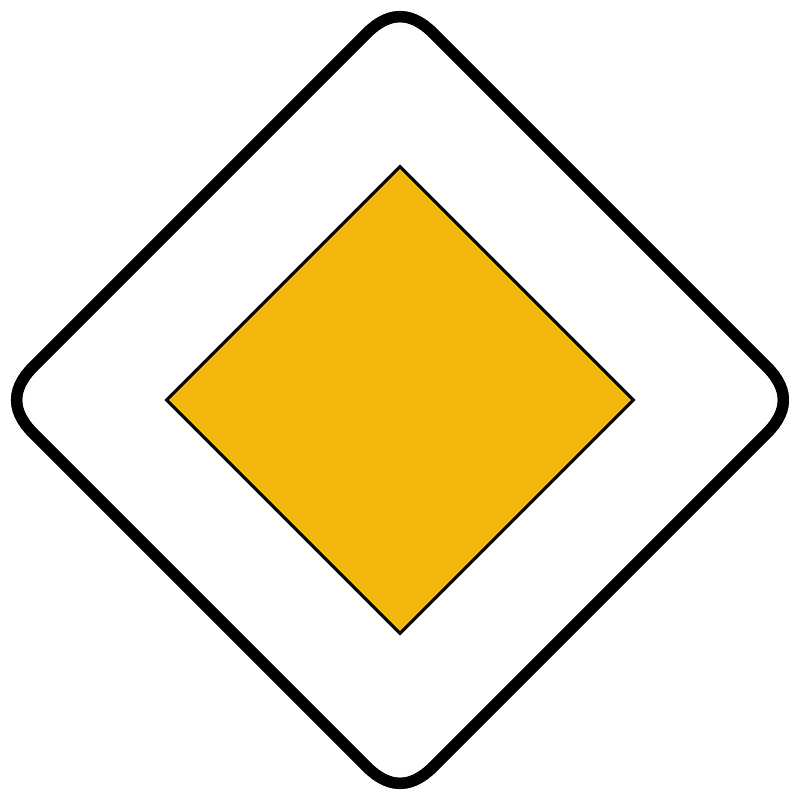 Priority road sign in Spain