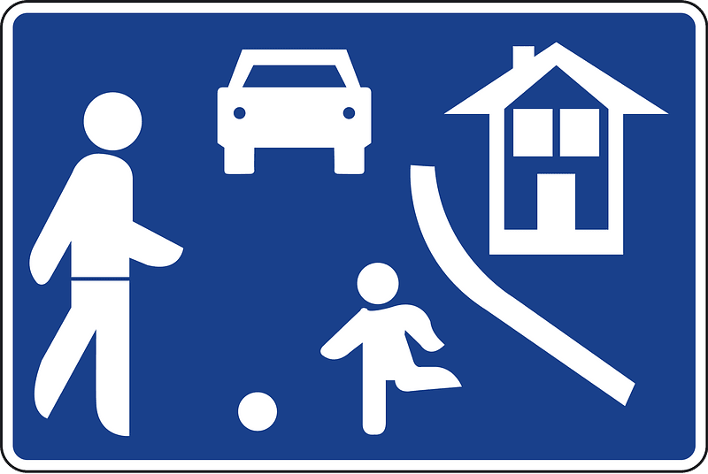 Residential area / living street sign in Spain