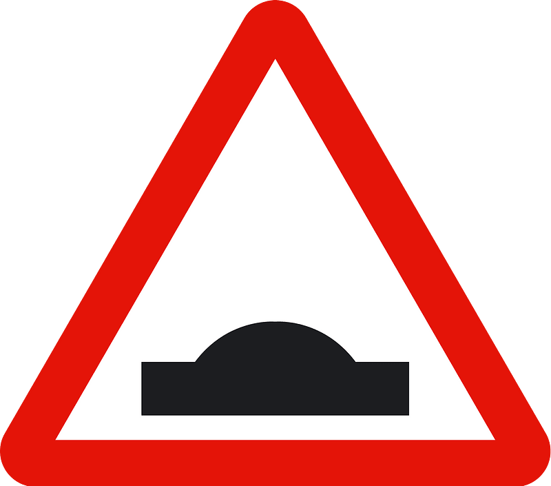 Road hump ahead sign in Spain