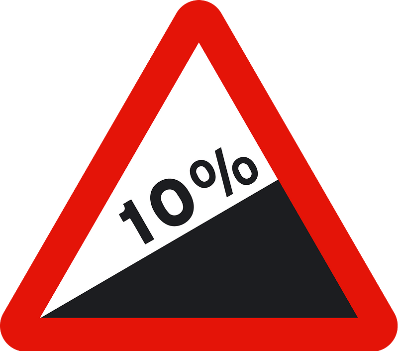 Steep ascent sign in Spain