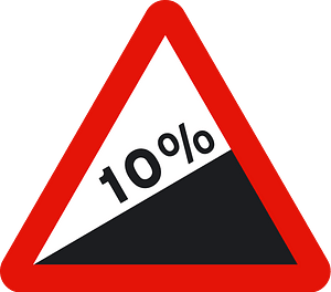 Steep ascent sign in Spain