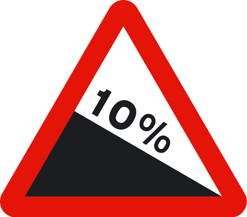 Steep descent sign in Spain